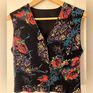 Vintage Floral Button Up Vest S/M